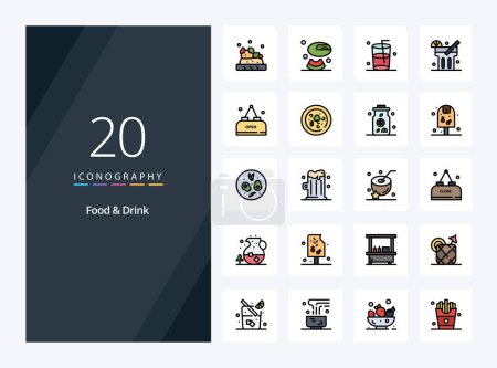 Illustration for 20 Food And Drink line Filled icon for presentation - Royalty Free Image