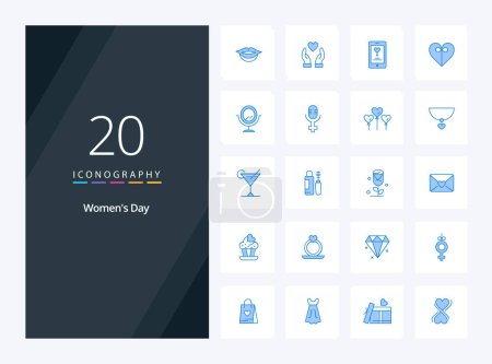 Ilustración de 20 Womens Day icono de color azul para la presentación - Imagen libre de derechos