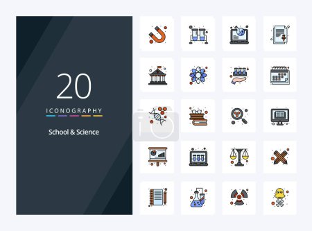 Illustration for 20 School And Science line Filled icon for presentation - Royalty Free Image