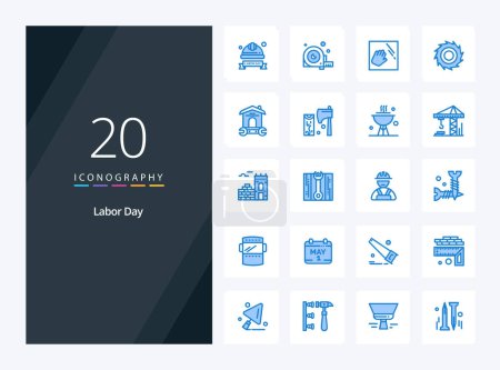 Illustration for 20 Labor Day Blue Color icon for presentation - Royalty Free Image