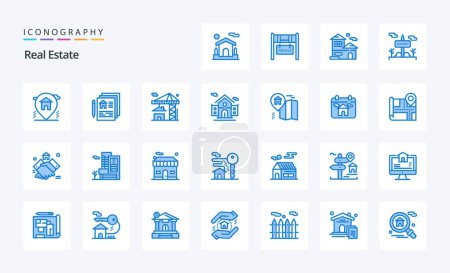 Illustration for 25 Real Estate Blue icon pack - Royalty Free Image