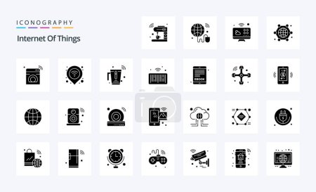 Illustration for 25 Internet Of Things Solid Glyph icon pack - Royalty Free Image