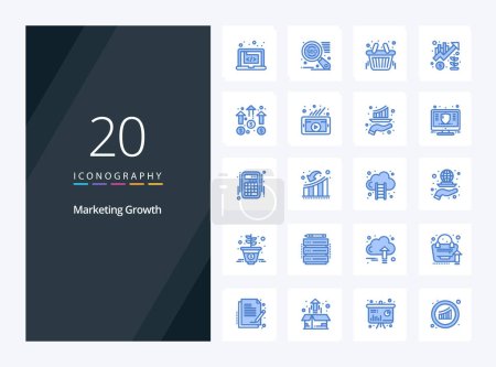Illustration for 20 Marketing Growth Blue Color icon for presentation - Royalty Free Image