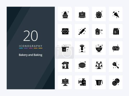 Illustration for 20 Baking Solid Glyph icon for presentation - Royalty Free Image