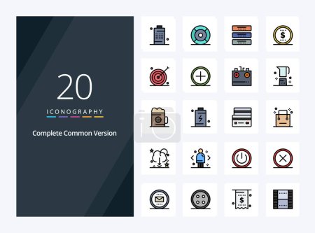 Illustration for 20 Complete Common Version line Filled icon for presentation - Royalty Free Image