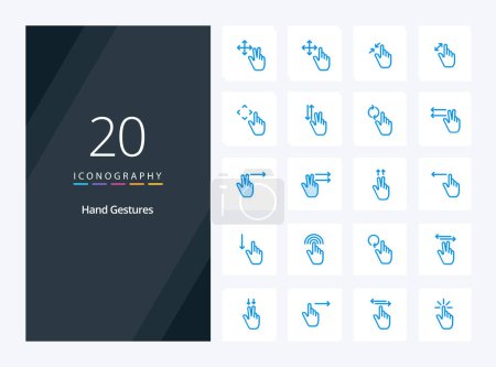 Illustration for 20 Hand Gestures Blue Color icon for presentation - Royalty Free Image
