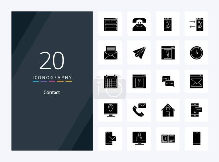 Ilustración de 20 icono de glifo sólido de contacto para la presentación - Imagen libre de derechos