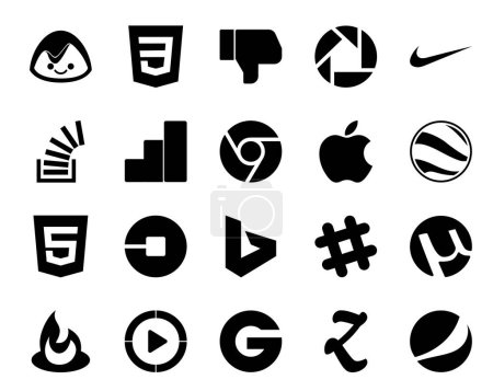 Ilustración de 20 Paquete de iconos de redes sociales incluyendo bing. coche. desbordamiento. uber. google earth - Imagen libre de derechos
