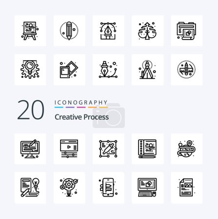 Illustration for 20 Creative Process Line icon Pack like map process pick color creative process - Royalty Free Image