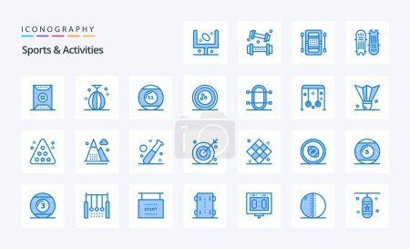 Illustration for 25 Sports  Activities Blue icon pack - Royalty Free Image