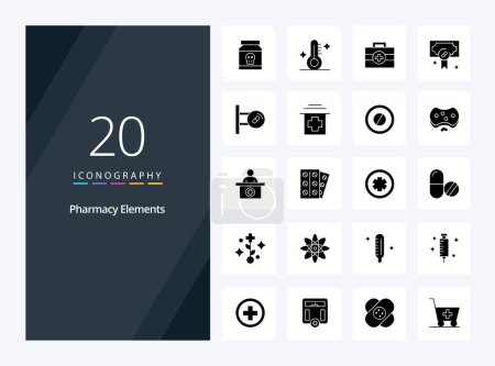 Illustration for 20 Pharmacy Elements Solid Glyph icon for presentation - Royalty Free Image