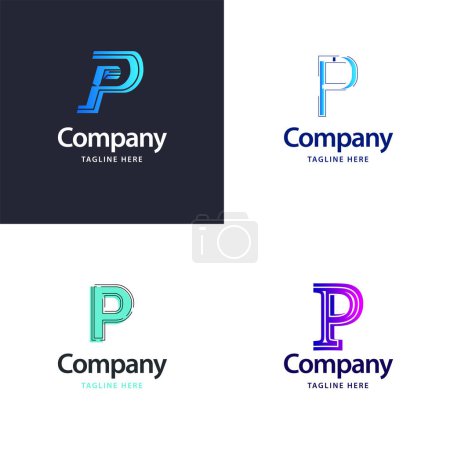 Ilustración de Letra P Big Logo Pack Design Diseño de logos modernos creativos para su negocio - Imagen libre de derechos
