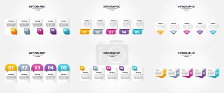Ilustración de Pack de seis infografías vectoriales para presentaciones profesionales de negocios - Imagen libre de derechos