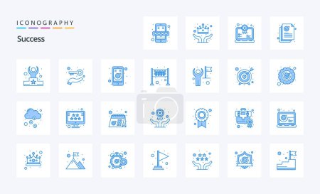 Illustration for 25 Sucess Blue icon pack - Royalty Free Image