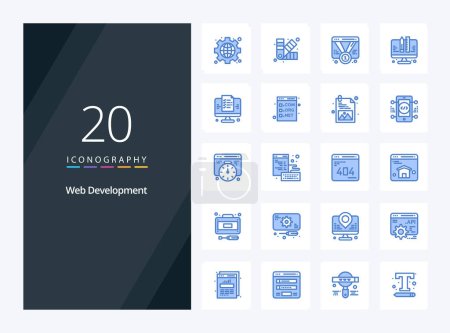 Ilustración de 20 Desarrollo Web Icono de color azul para la presentación - Imagen libre de derechos