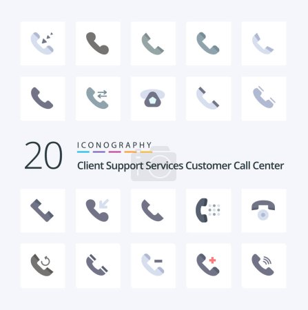 Téléchargez les illustrations : 20 Call Flat Color icon Pack comme téléphone portable appel de contact - en licence libre de droit