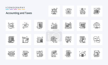 Téléchargez les illustrations : 25 Taxes Ligne icône pack - en licence libre de droit