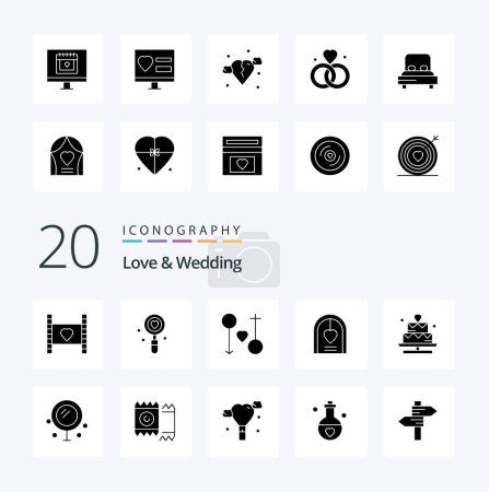 Illustration for 20 Love And Wedding Solid Glyph icon Pack like love arch search passion male - Royalty Free Image