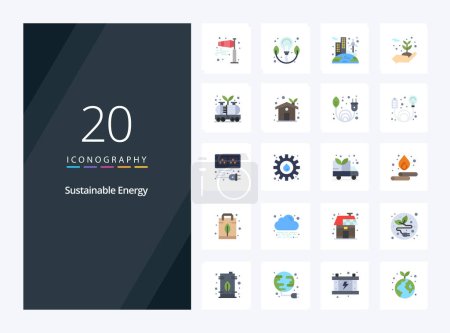 Téléchargez les illustrations : Icône couleur plate 20 énergie durable pour la présentation - en licence libre de droit