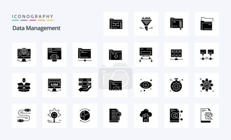 Ilustración de 25 Gestión de datos Paquete de iconos de glifos sólidos - Imagen libre de derechos