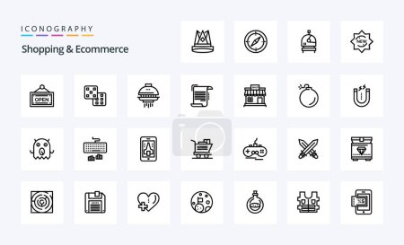 Téléchargez les illustrations : Pack d'icônes 25 Shopping et Ecommerce Line - en licence libre de droit