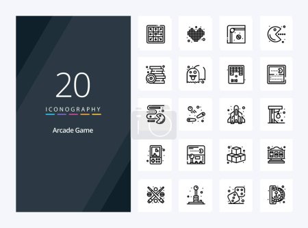 Illustration for 20 Arcade Outline icon for presentation - Royalty Free Image