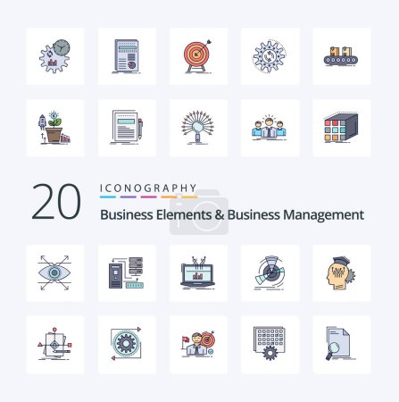 Illustration for 20 Business Elements And Business Managment Line Filled Color icon Pack like point diagram information data online - Royalty Free Image