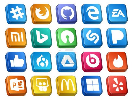 Ilustración de 20 Paquete de iconos de redes sociales que incluye píldoras beats. drupal. Deportes. Como. shazam - Imagen libre de derechos