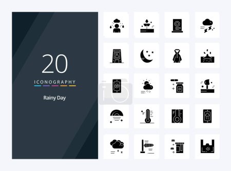 Ilustración de 20 Rainy Solid Glyph icono para la presentación - Imagen libre de derechos