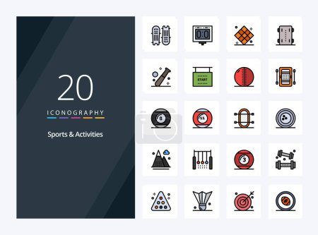 Illustration for 20 Sports  Activities line Filled icon for presentation - Royalty Free Image