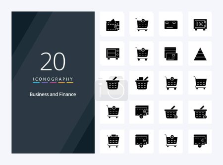 Ilustración de 20 icono de glifo sólido de finanzas para la presentación - Imagen libre de derechos