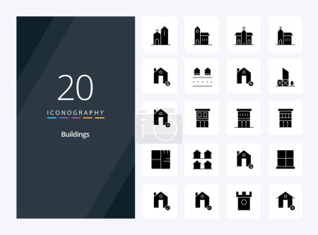 Illustration for 20 Buildings Solid Glyph icon for presentation - Royalty Free Image