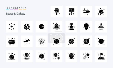 Illustration for 25 Space And Galaxy Solid Glyph icon pack - Royalty Free Image
