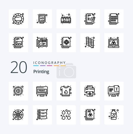 Illustration for 20 Printing Line icon Pack like screen print screen page device print - Royalty Free Image