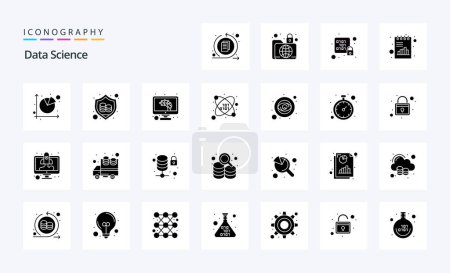 Téléchargez les illustrations : Pack d'icônes 25 Data Science Solid Glyph - en licence libre de droit