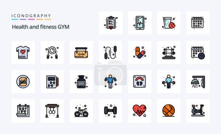 Ilustración de Paquete de iconos de estilo lleno de 25 líneas de gimnasio - Imagen libre de derechos