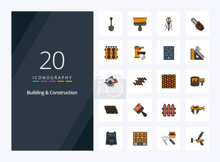 Illustration for 20 Building And Construction line Filled icon for presentation - Royalty Free Image