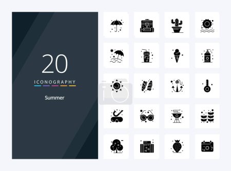 Ilustración de 20 icono de glifo sólido de verano para la presentación - Imagen libre de derechos