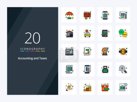 Illustration for 20 Taxes line Filled icon for presentation - Royalty Free Image