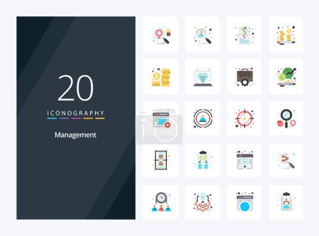 Ilustración de 20 icono de gestión de color plano para la presentación - Imagen libre de derechos