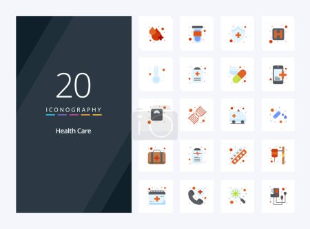 Ilustración de 20 Icono de color plano de atención médica para presentación - Imagen libre de derechos