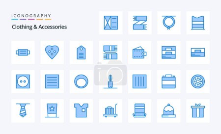 Ilustración de 25 Accesorios de ropa Paquete icono azul - Imagen libre de derechos