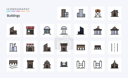 Illustration for 25 Buildings Line Filled Style icon pack - Royalty Free Image