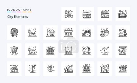 Ilustración de 25 Ciudad Elementos Línea icono pack - Imagen libre de derechos
