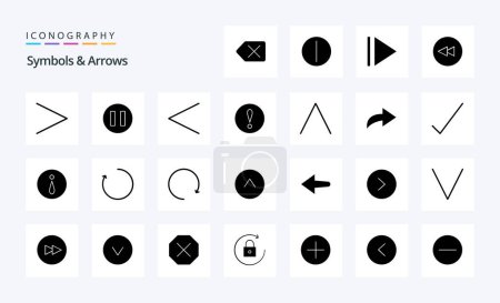 Illustration for 25 Symbols  Arrows Solid Glyph icon pack - Royalty Free Image
