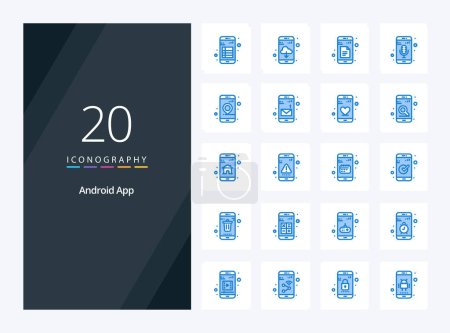 Ilustración de 20 Android App Blue Color icono para la presentación - Imagen libre de derechos