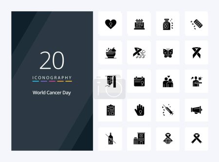 Illustration for 20 World Cancer Day Solid Glyph icon for presentation - Royalty Free Image