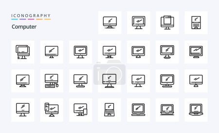 Illustration for 25 Computer Line icon pack - Royalty Free Image