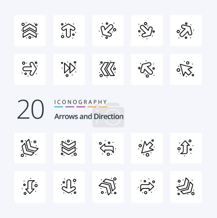 Illustration for 20 Arrow Line icon Pack like forward left left down direction - Royalty Free Image