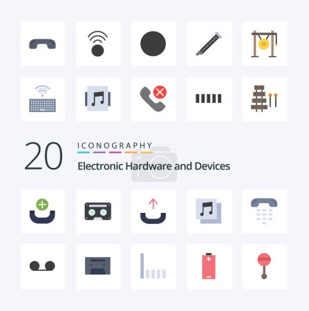 Ilustración de 20 Dispositivos Icono de color plano Paquete como dispositivo comunicación llamada medios de comunicación - Imagen libre de derechos
